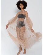 HELENE GALWAS Rochie maxi din tul transparent Alena - Maro nisip