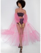 HELENE GALWAS Rochie maxi din tul transparent Alena - Roz pastel