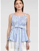 HELENE GALWAS Top cu un cordon Betti - Alb/Albastru