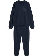 Henderson Compleu dama - bleumarin - bumbac - set bluza si pantalon - Text