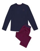 Henderson Pijama barbati albastru turcoaz si rosu inchis - bumbac - maneca lunga - set bluza si pantaloni