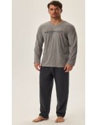 Henderson Pijama barbati gri si bleumarin - bumbac - maneca lunga - set bluza si pantaloni