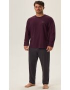 Henderson Pijama barbati Hoax - bumbac - violet-gri - maneca lunga - pantaloni lungi - set bluza si pantaloni