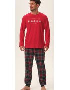 Henderson Pijama barbati Honest - rosu - bumbac - imprimeu Craciun - bluza cu maneca lunga si pantaloni lungi