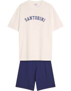 Henderson Pijama barbati Santorini - bumbac - alb/albastru