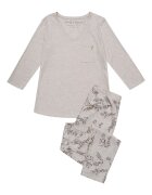 Henderson Pijama dama bej - bumbac - imprimeu floral - maneca lunga - lungi
