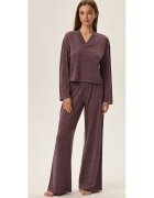 Henderson Pijamale dama - violet - material tricotat din viscoza - decolteu in V - lungi
