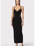 HERVE LEGER Rochie lunga cu bretele subtiri - cu decolteu in V si decupaj adanc pe spate - Negru