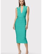 HERVE LEGER Rochie midi cu decolteu adanc in V - Verde
