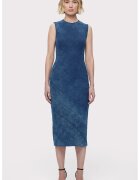 HERVE LEGER Rochie midi fara maneci cu aspect de denim si inchidere la spate prin fermoar - Albastru