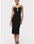 HERVE LEGER Rochie midi fara maneci si decolteu adanc - Negru