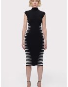 HERVE LEGER Rochie midi fara maneci si guler inalt - Negru