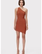HERVE LEGER Rochie mini asimetrica cu decolteu pe un umar - Maro