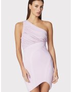 HERVE LEGER Rochie mini asimetrica - cu umarul gol si drapaj pe piept - Roz