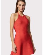 HERVE LEGER Rochie mini cu croiala in A si decolteu halter - Rosu