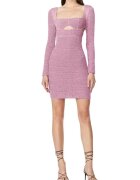 HERVE LEGER Rochie mini cu maneca lunga - cu decupaje indraznete si decolteu patrat - Roz