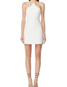 HERVE LEGER Rochie mini - de ocazie accesorizata cu bretele din cristale aplicate manual - Alb