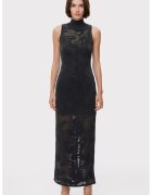 HERVE LEGER Rochie transparenta pana la glezna - fara maneci si guler inalt - Negru