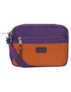 Hexagona Geanta dama - Piele naturala/Nylon - 23 x 16 x 7 cm - Mov/Portocaliu