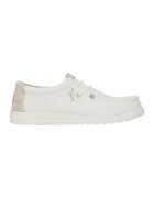 HEYDUDE Mocasini din material textil cu logo - Alb fildes
