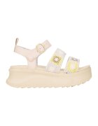 HEYDUDE Sandale din material textil cu talpa wedge - Maro/Galben/Bej
