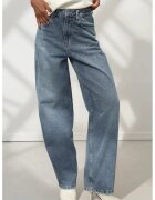 HiCCUP Blugi dama - largi din denim - albastru deschis - croiala baggy