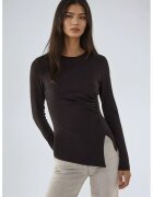 HiCCUP Bluza asimetrica - maneca lunga - guler rotund - neagra - poliester-acril