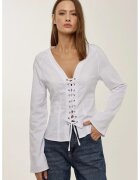 HiCCUP Bluza dama - alba cu sireturi - bumbac