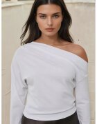 HiCCUP Bluza dama asimetrica - cu drapat - alb - poliester