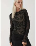 HiCCUP Bluza dama - asimetrica din tul cu maneca lunga - negru - jerseu