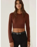 HiCCUP Bluza dama crop slim fit - Maro
