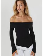 HiCCUP Bluza dama cu decolteu asimetric - Negru - Negru