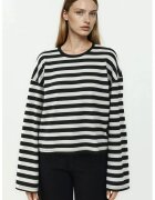 HiCCUP Bluza dama - cu maneca lunga - dungi - negru - jerseu