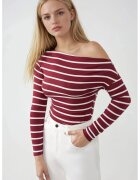 HiCCUP Bluza dama - cu maneca lunga - guler Carmen - rosu - jerseu