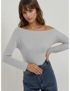 HiCCUP Bluza dama - cu maneca lunga si guler Carmen - dungi - gri - jerseu
