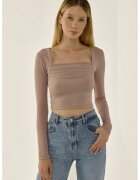 HiCCUP Bluza dama cu volane bej - Natural