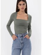 HiCCUP Bluza dama cu volane - verde - poliester