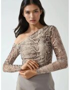 HiCCUP Bluza dama - decolteu asimetric - poliester/elastan - bej