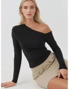 HiCCUP Bluza dama - decolteu asimetric - tricot - negru