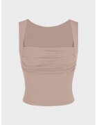 HiCCUP Bluza dama - decolteu patrat - pliuri - Maro