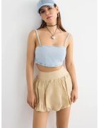 HiCCUP Bluza dama - denim - decolteu patrat - albastru - bumbac
