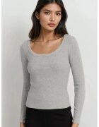 HiCCUP Bluza dama - din amestec de bumbac - gri deschis - jerseu