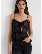 HiCCUP Bluza dama - din tul cu volane - negru - poliester