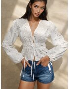 HiCCUP Bluza dama - eleganta texturata - decolteu in V - maneci bufante