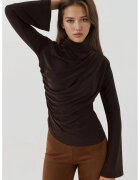 HiCCUP Bluza dama - eleganta - tricot - maneca lunga - croiala slim - maro