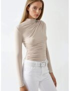 HiCCUP Bluza dama - guler inalt - poliester/elastan - bej