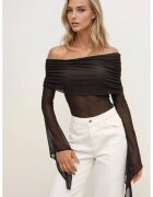 HiCCUP Bluza dama - guler Madonna - maneca lunga - jerseu - Negru - Negru