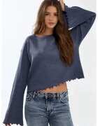 HiCCUP Bluza dama - maneca lunga - bumbac/elastan - bleumarin