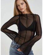 HiCCUP Bluza dama - maneca lunga - jerseu - negru transparent