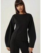 HiCCUP Bluza dama - mulata - maneca lunga - guler rotund - negru - jerseu